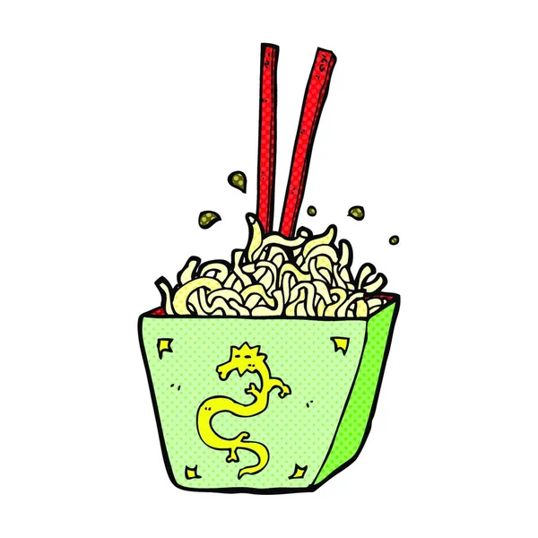 Ρετρό Κόμικς Στυλ Κινουμένων Σχεδίων Noodles Κουτί — Διανυσματικό Αρχείο