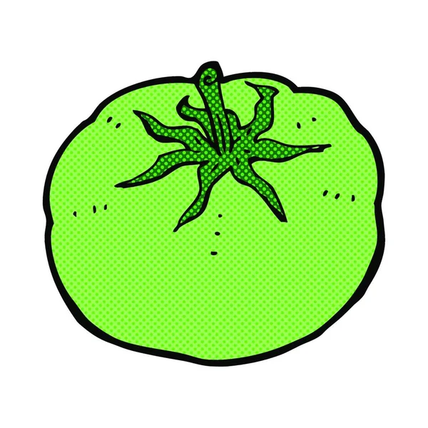 Retro Cómic Estilo Dibujos Animados Tomate Verde — Vector de stock