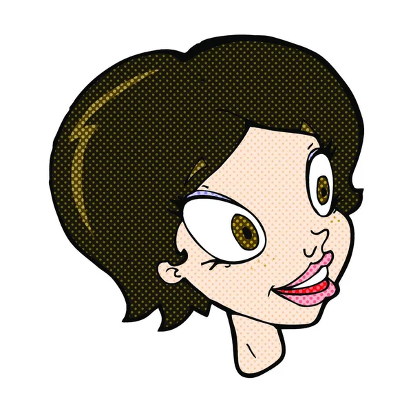 Retro Comic Book Style Cartoon Pretty Female Face — Stock Vector