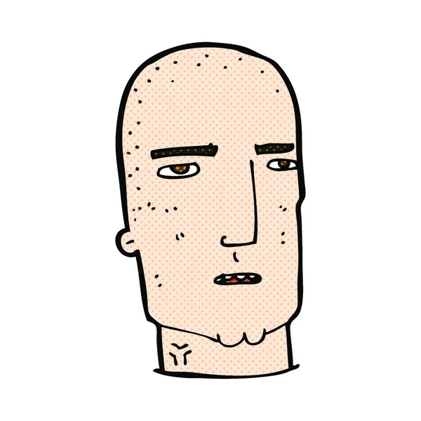Retro Comic Book Style Cartoon Glatzköpfig Tough Guy — Stockvektor