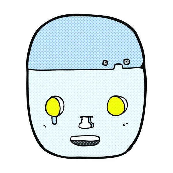 Cabeza Robot Dibujos Animados Estilo Cómic Retro — Vector de stock