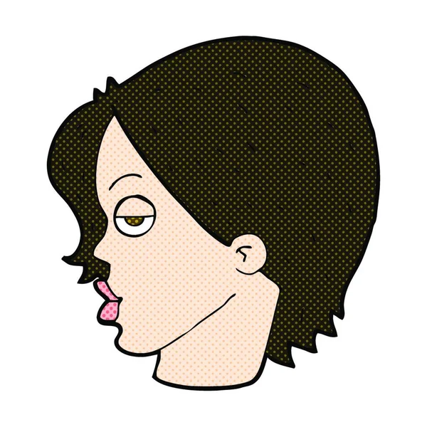 Retro Cómic Estilo Dibujos Animados Mujer Levantando Ceja — Vector de stock