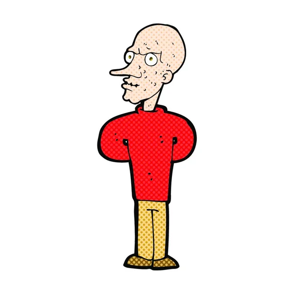 Retro Quadrinhos Estilo Cartoon Mal Careca Homem —  Vetores de Stock