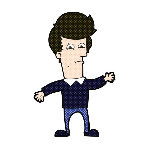 Retro Cómic Estilo Caricatura Ondeando Hombre — Vector de stock