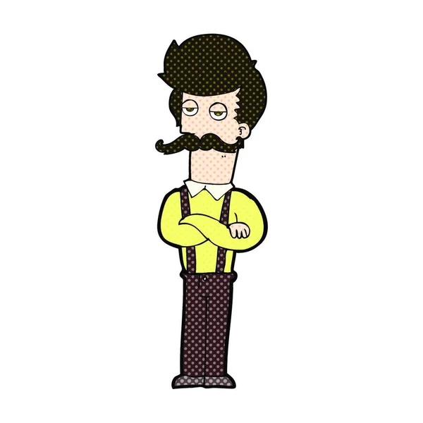 Retro Quadrinhos Estilo Cartoon Homem Com Bigode —  Vetores de Stock