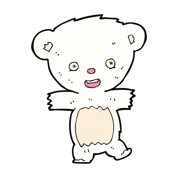 Retro Cómic Estilo Dibujos Animados Peluche Oso Polar Cachorro — Archivo Imágenes Vectoriales