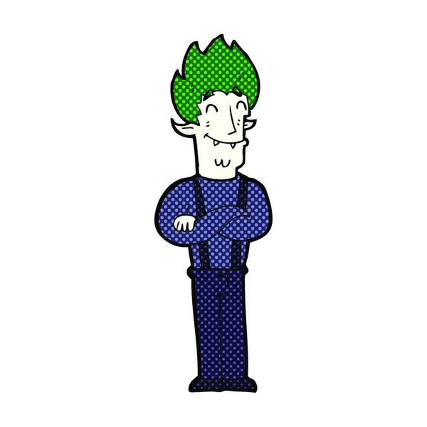 Retro Comic Style Cartoon Happy Vampire Man — стоковый вектор