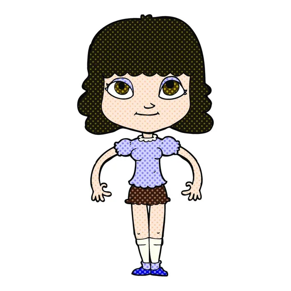 Retro Quadrinhos Estilo Cartoon Menina —  Vetores de Stock