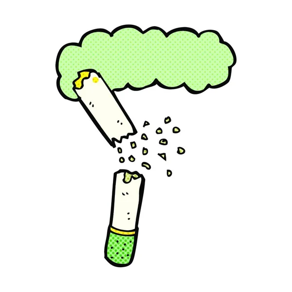 Retro Stripverhaal Stijl Cartoon Gebroken Marihuana Sigaret — Stockvector