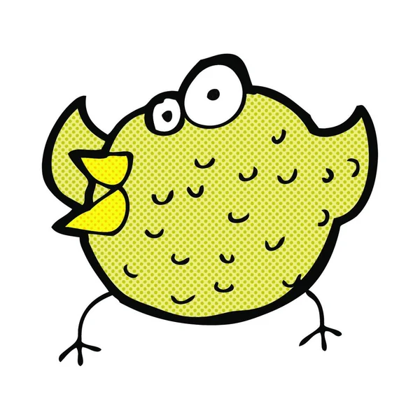 Retro Cómic Estilo Dibujos Animados Feliz Pájaro — Archivo Imágenes Vectoriales