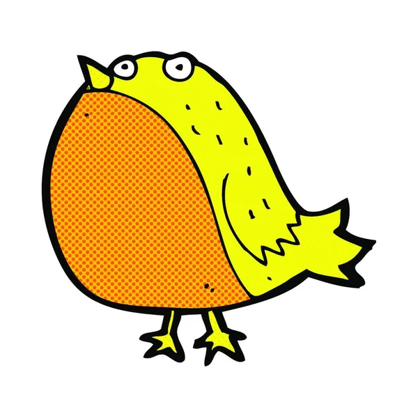 Retro Quadrinhos Estilo Desenho Animado Pássaro Gordo — Vetor de Stock