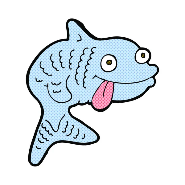 Pesce Cartone Animato Stile Fumetto Retrò — Vettoriale Stock