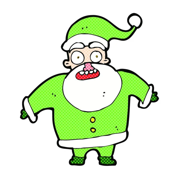 Retro Quadrinhos Estilo Cartoon Chocado Santa Claus — Vetor de Stock