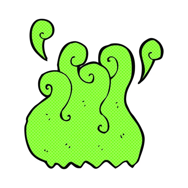 Zelený Kouř Retro Komiks Styl Kreslený Prvek — Stockový vektor