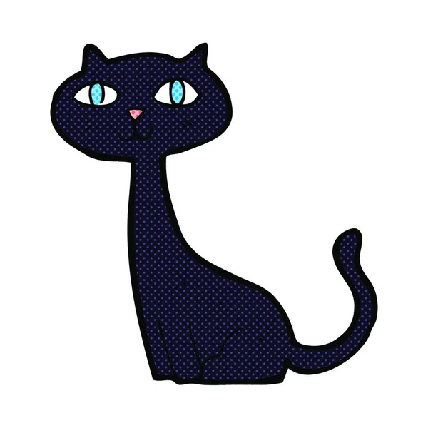 Retro Comic Book Style Cartoon Black Cat — Stock Vector