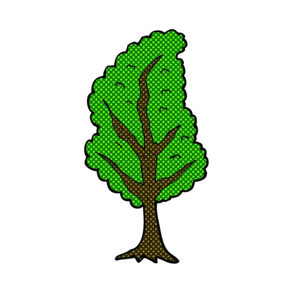 Árbol Dibujos Animados Estilo Cómic Retro — Vector de stock