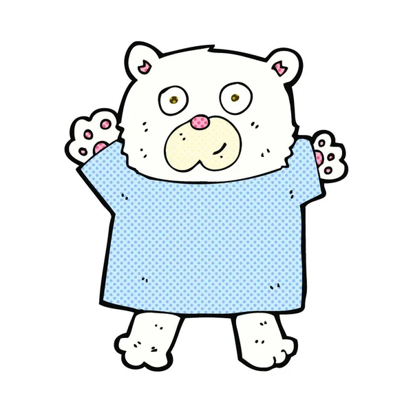 Retro Cómic Estilo Dibujos Animados Lindo Oso Polar — Vector de stock