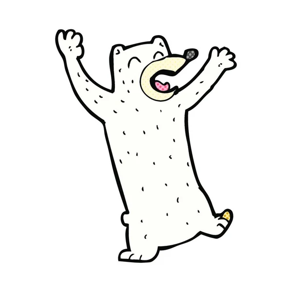 Ретро Комікс Стиль Мультфільм Полярний Ведмідь — стоковий вектор