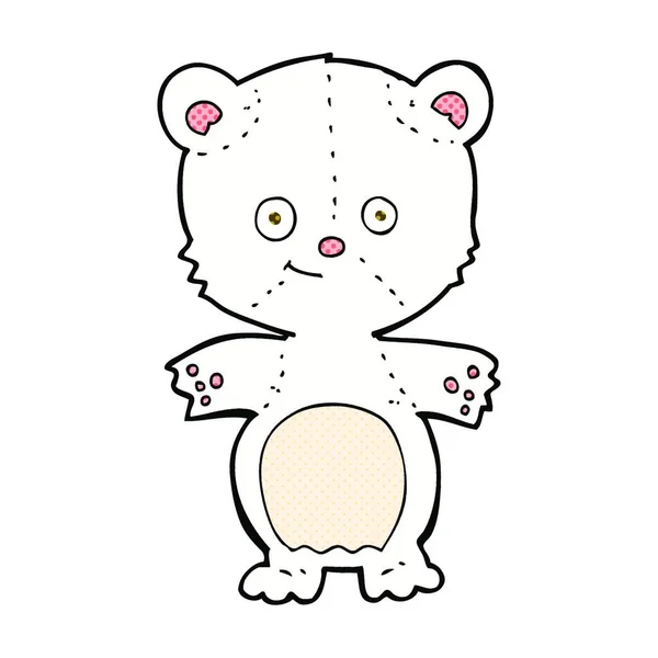 Retro Komiks Styl Kreskówka Szczęśliwy Niedźwiedź Polarny — Wektor stockowy