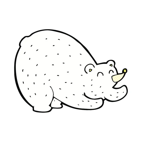 Retro Comic Book Style Cartoon Stretching Polar Bear — Stock Vector