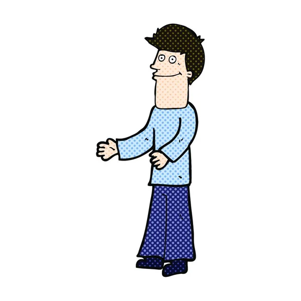 Ретро Комикс Стиль Мультфильма Человек Пожимает Плечами — стоковый вектор