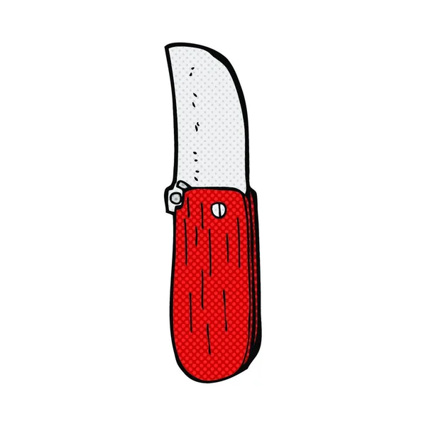 Coltello Pieghevole Cartone Animato Stile Fumetto Retrò — Vettoriale Stock