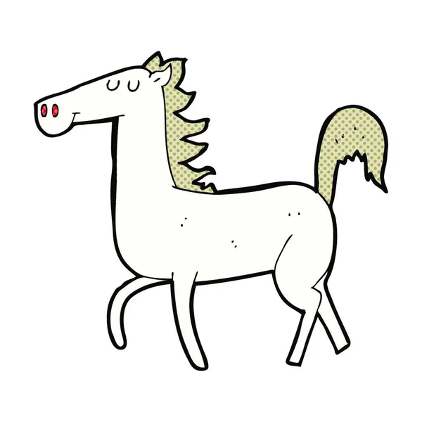 Ретро Комикс Стиль Мультяшный Конь — стоковый вектор