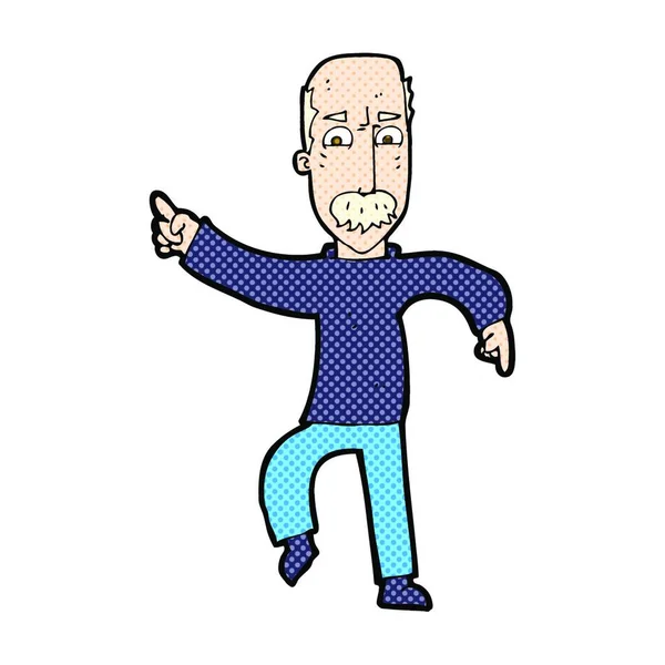 Retro Komiks Styl Karikatura Naštvaný Starý Muž — Stockový vektor