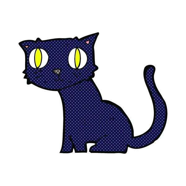 Ретро Комікс Стиль Мультфільм Чорний Кіт — стоковий вектор