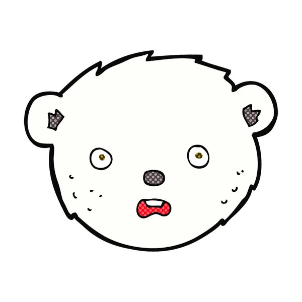 Retro Cómic Estilo Dibujos Animados Cara Oso Polar — Archivo Imágenes Vectoriales