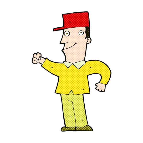 Retro Komiks Styl Karikatura Muž Děrování Vzduchu — Stockový vektor