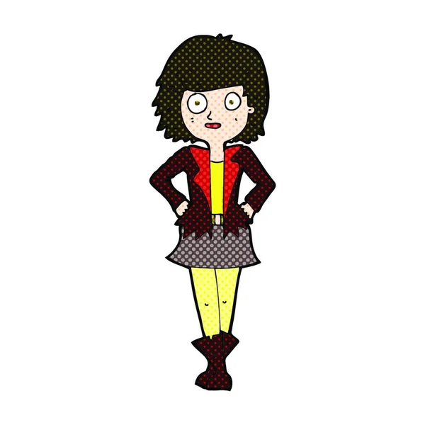 Retro Cómic Estilo Chica Dibujos Animados Chaqueta — Vector de stock