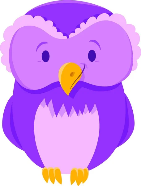 Illustrazione Del Fumetto Simpatico Uccello Viola Gufo Personaggio Animale Divertente — Vettoriale Stock