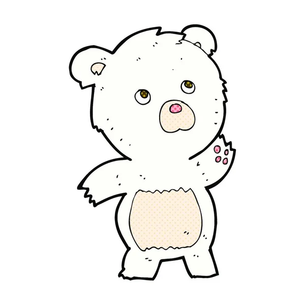 Ретро Комикс Стиле Мультфильма Любопытный Белый Медведь — стоковый вектор