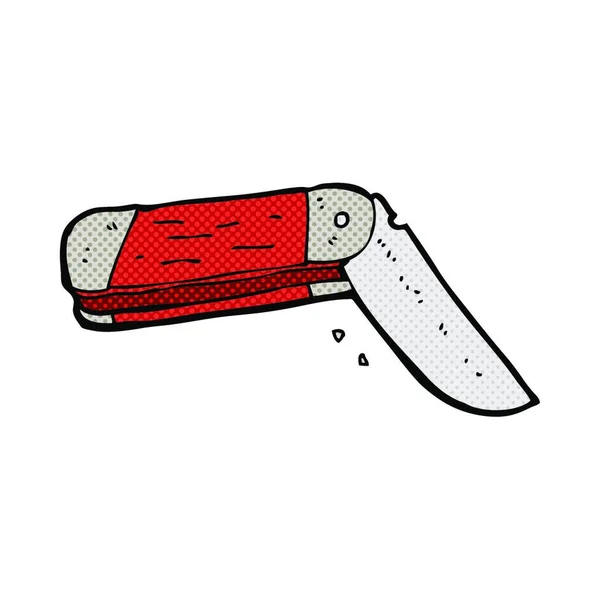 Cuchillo Plegable Dibujos Animados Estilo Cómic Retro — Vector de stock