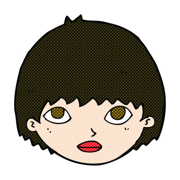 Retro Cómic Estilo Caricatura Chica Mirando — Vector de stock