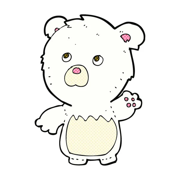 Retro Quadrinhos Estilo Desenho Animado Urso Pelúcia Polar — Vetor de Stock