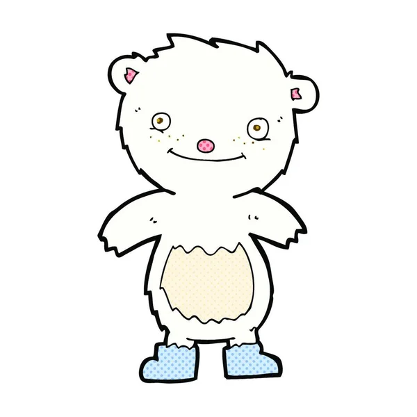 Retro Cómic Estilo Dibujos Animados Osito Polar Peluche Usar Botas — Archivo Imágenes Vectoriales