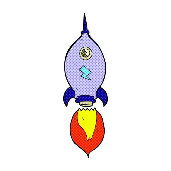 Nave Espacial Dibujos Animados Estilo Cómic Retro — Vector de stock