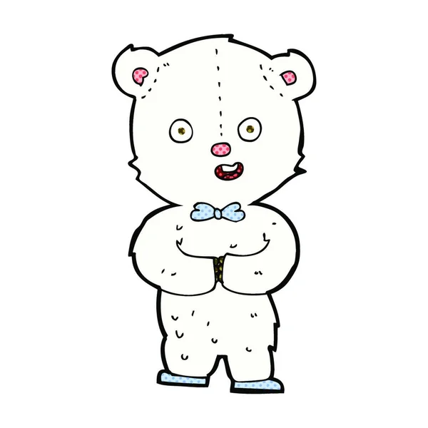 Retro Stripverhaal Stijl Cartoon Teddy Ijsbeer — Stockvector