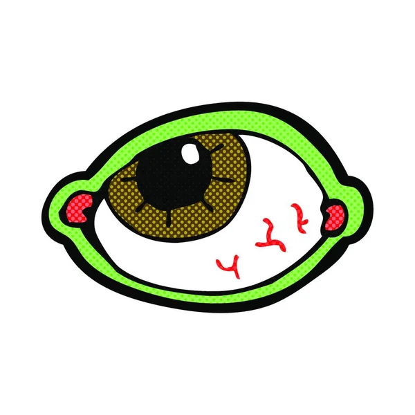 Retro Komiks Styl Karikatura Strašidelné Oko — Stockový vektor