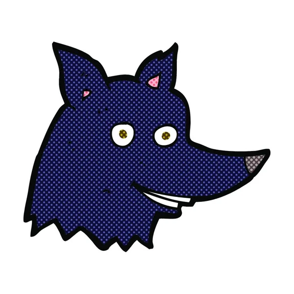 Retro Stripverhaal Stijl Cartoon Wolf Hoofd — Stockvector