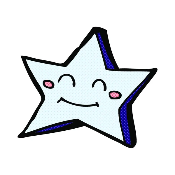 Retro Çizgi Roman Tarzı Mutlu Yıldız Karakteri — Stok Vektör