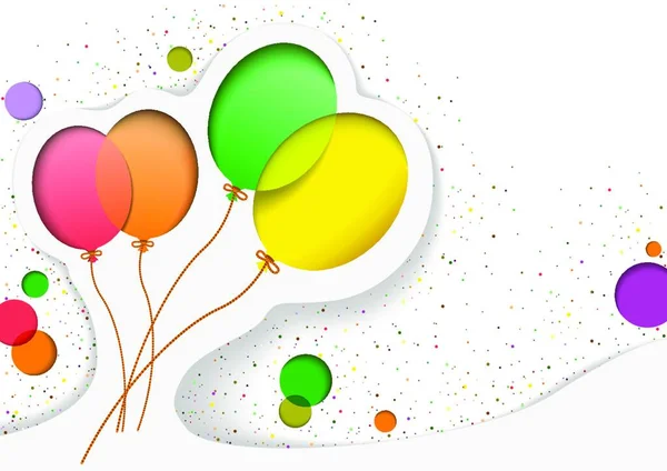 Tarjeta Cumpleaños Con Globos Estilo Recortes Ilustración Fondo Saludo Gráfico — Vector de stock