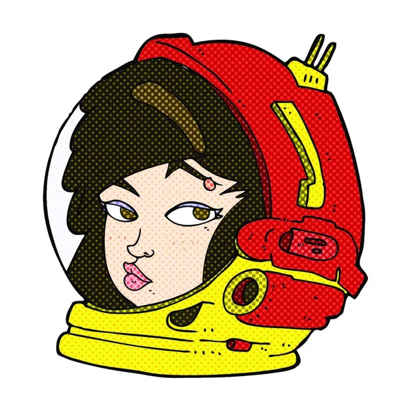 Retro Serietidning Stil Tecknad Kvinnlig Astronaut — Stock vektor