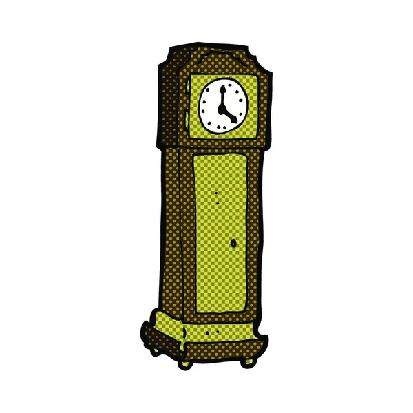 Retro Cómic Estilo Caricatura Abuelo Reloj — Vector de stock