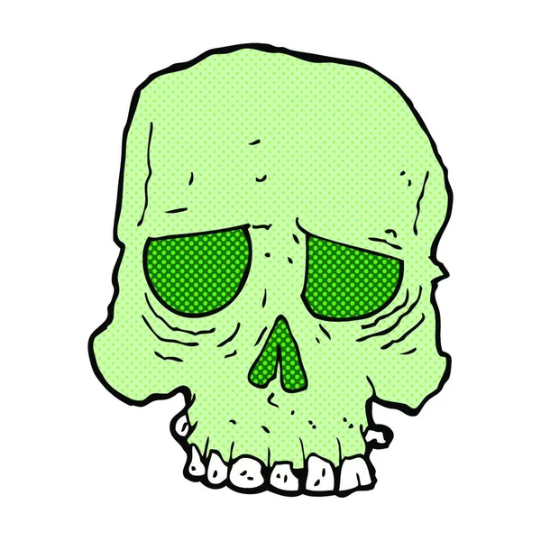 レトロ漫画風漫画不気味な頭蓋骨 — ストックベクタ