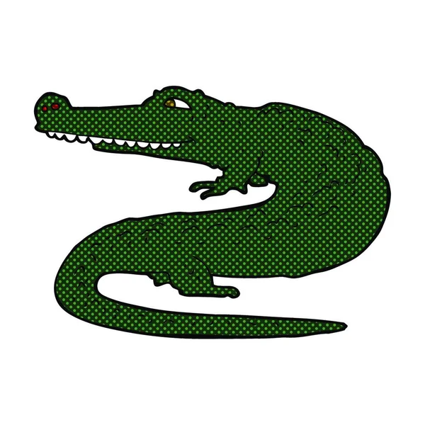 Estilo Quadrinhos Retro Crocodilo Dos Desenhos Animados — Vetor de Stock