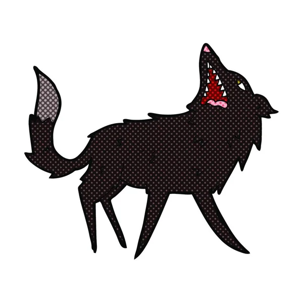 Ретро Комикс Стиль Мультфильм Щелкающий Волк — стоковый вектор