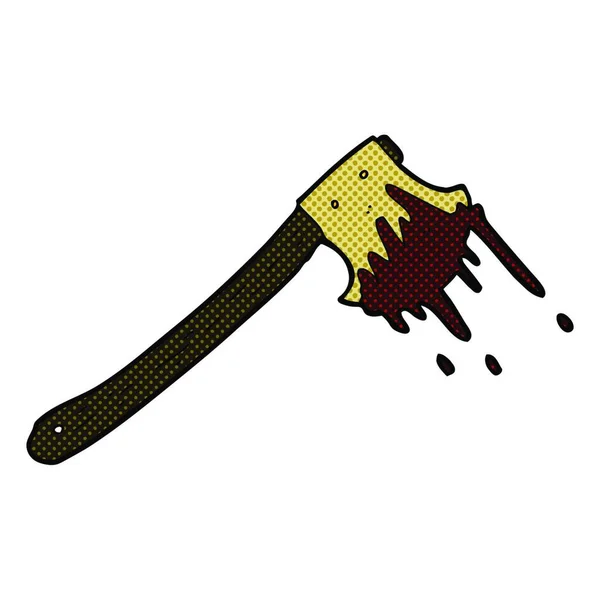 Retro Comic Book Style Cartoon Bloody Axe — Stock Vector